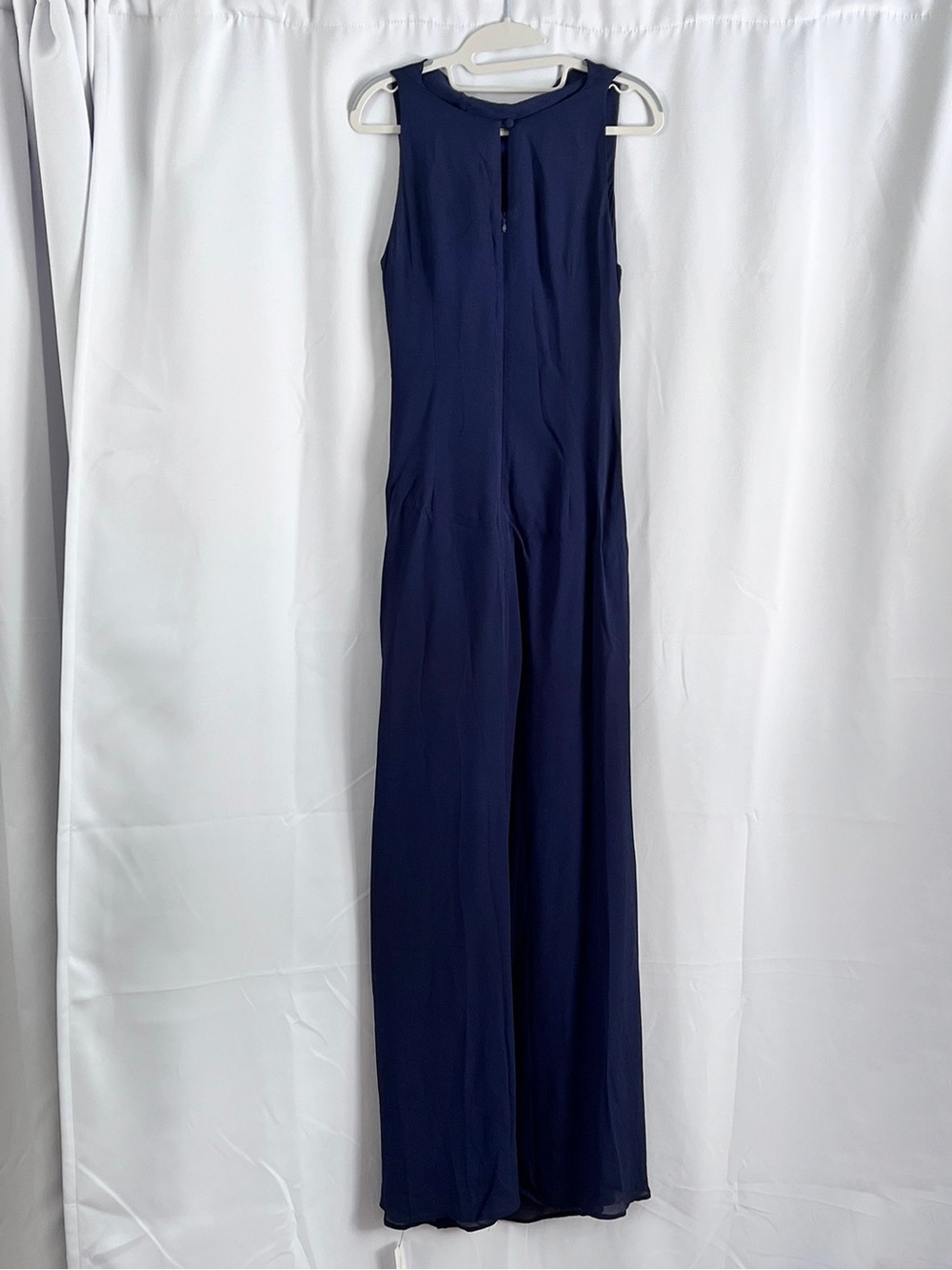 Reformation Senna Dress Navy Sleeveless Maxi Gown Cowl High Neck Slit NWT - Picture 7 of 9
